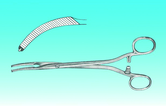 Bauchfellklemme Mikulicz gebogen 20 cm