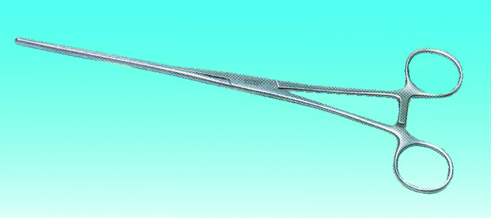 Darmklemme-Baby 17cm gebogen, m. Längsr.