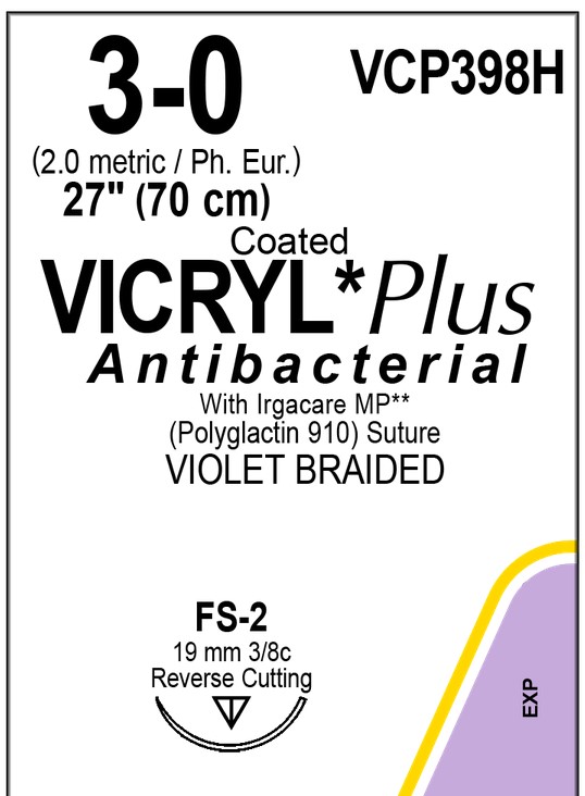 Vicryl Plus VCP398H, 3-0 metric 2, FS2
