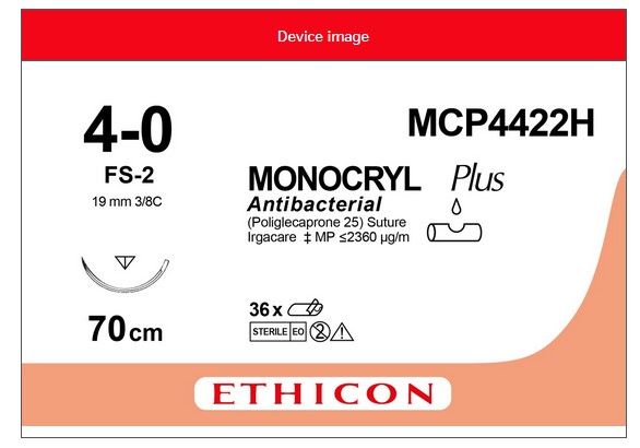 Monocryl Plus MCP4422H, USP 4/0, metric0