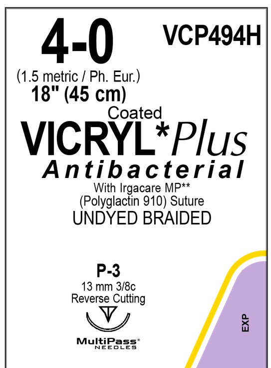 Vicryl Plus VCP494H, 4-0 metric 1,5