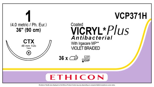Vicryl Plus VCP371H, 1 metic 4, CTX