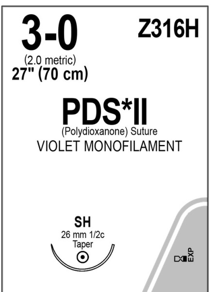 PDS II, Z316H, 2 metric 3-0 USP, 70 cm