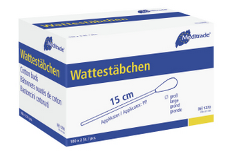 Wattestäbchen steril 15cm, einseitig