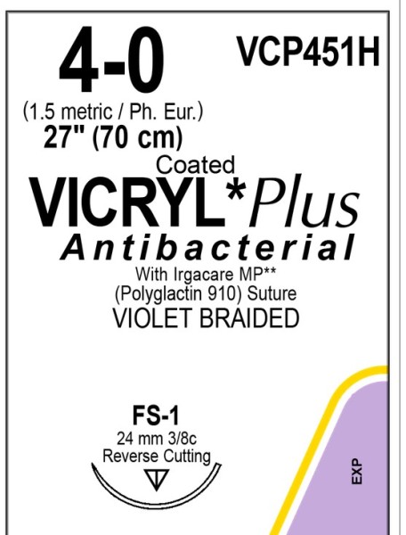 Vicryl Plus VCP451H, 4-0 metr. 1,5, FS-1