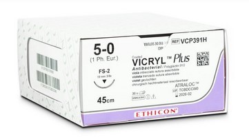 Vicryl Plus VCP391H, 5-0 metric 1