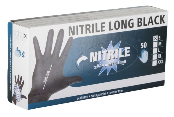 Einmalhandschuhe Nitrile Long Black Gr.S