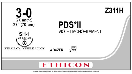 PDS II, Z311H, USP 3/0 metric 2, SH-1